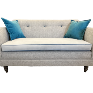 Skyline Sofa – Modern Grey 2-Seater with Blue Accents