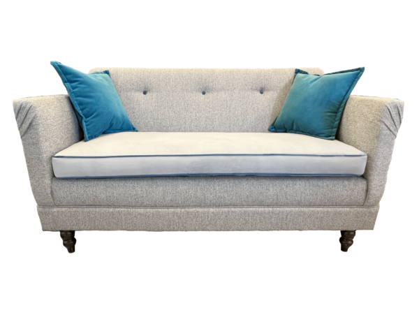 Skyline Sofa – Modern Grey 2-Seater with Blue Accents